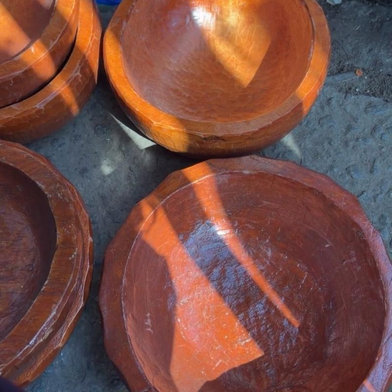 Mortier en bois et son pilon, Foutou, fufu